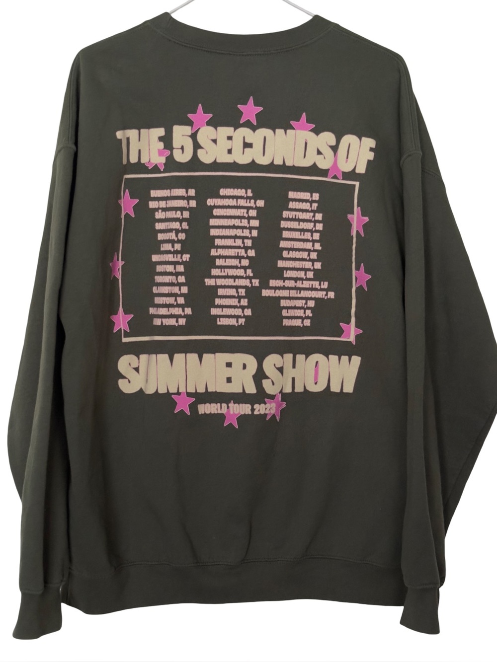 Official 5 Seconds of Summer 2023 World Tour Crewneck Large 5SOS Olive